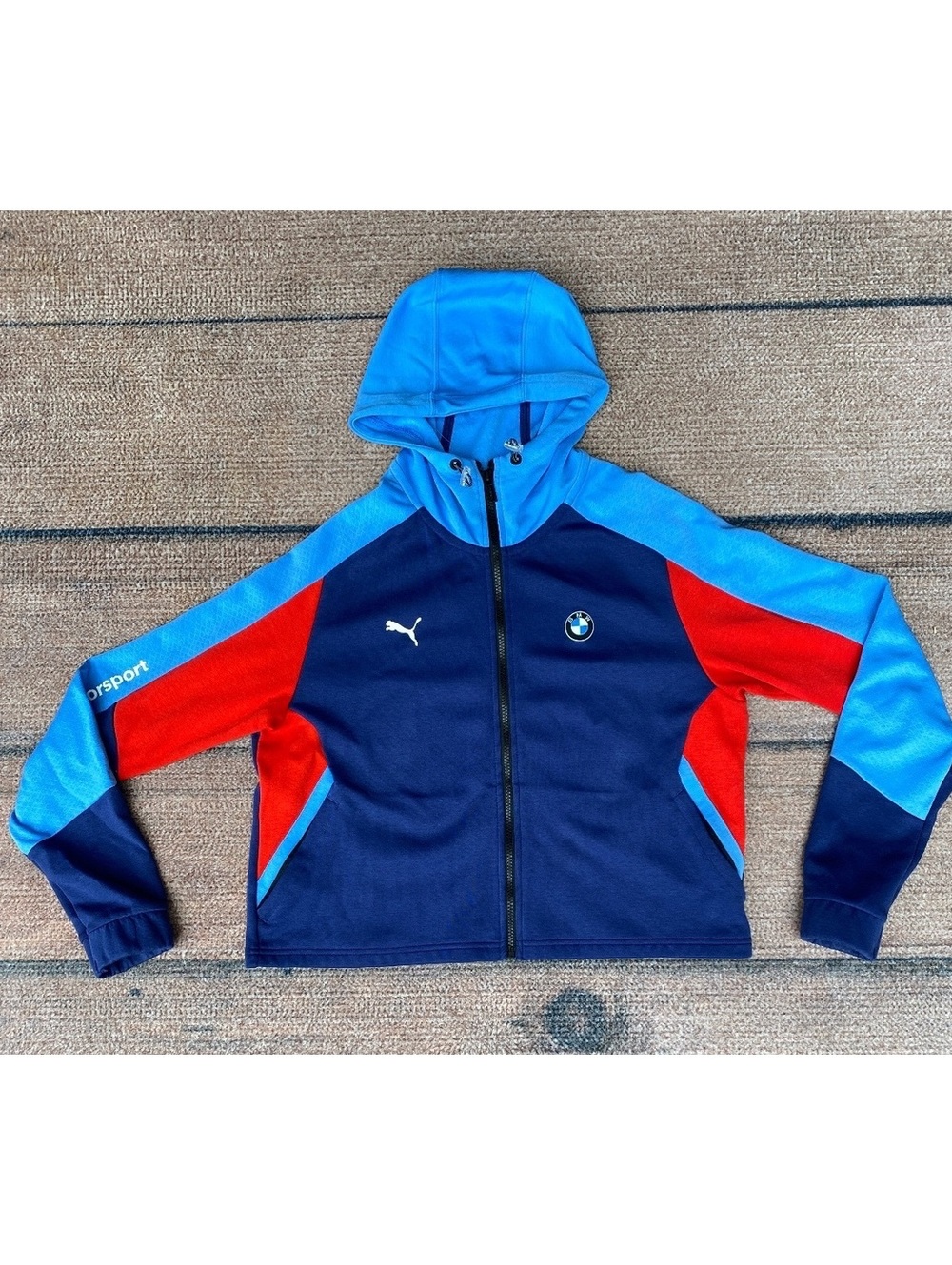Puma BMW motorsport full zip colorblock hoodie small blokecore streetwear F1